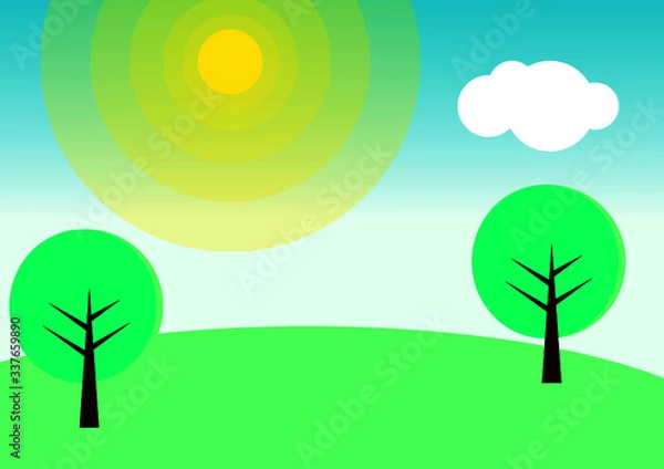 Obraz Illustration Background of Nature Mountain and Beach Landscape 