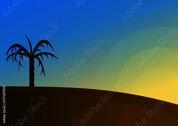 Fototapeta Illustration Background of Nature Mountain and Beach Landscape 