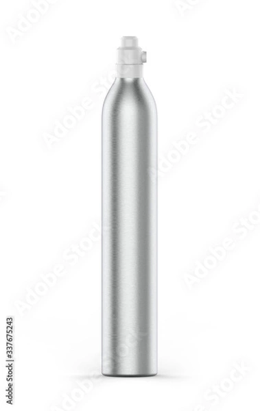 Fototapeta Blank  Food Soda Maker CO2 Aluminum Bottle Cylinder For Branding And Mockup, 3d render illustration.