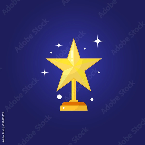 Fototapeta Golden trophy star, first place winner award vector