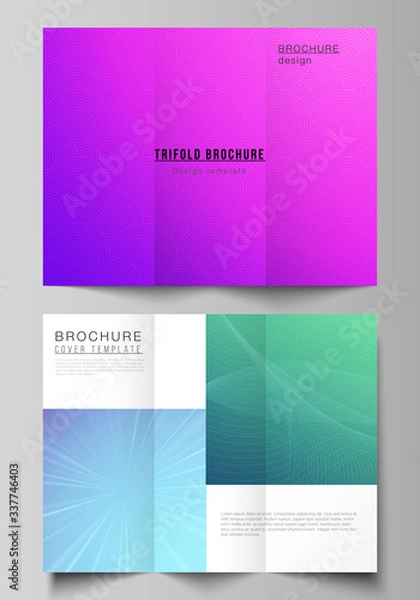Fototapeta The minimal vector illustration of editable layouts. Modern creative covers design templates for trifold brochure or flyer. Abstract geometric pattern with colorful gradient business background.