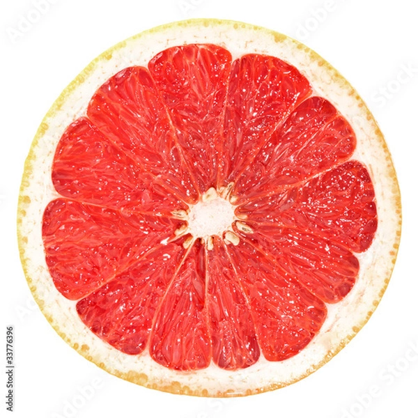 Obraz slice of fresh grapefruit isolated on white