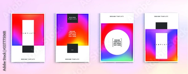 Fototapeta Minimal modern cover design. Dynamic colorful gradients. Future geometric patterns. Blue, pink, yellow, green, orange, purple placard poster template.
