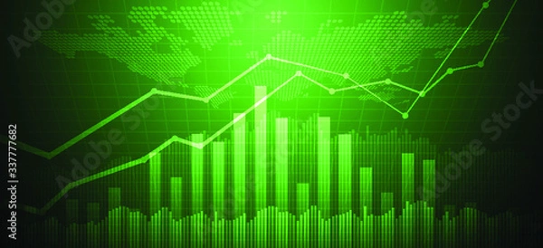 Fototapeta Candle stick graph chart of stock market investment trading, Bullish point, Bearish point. trend of graph vector design.