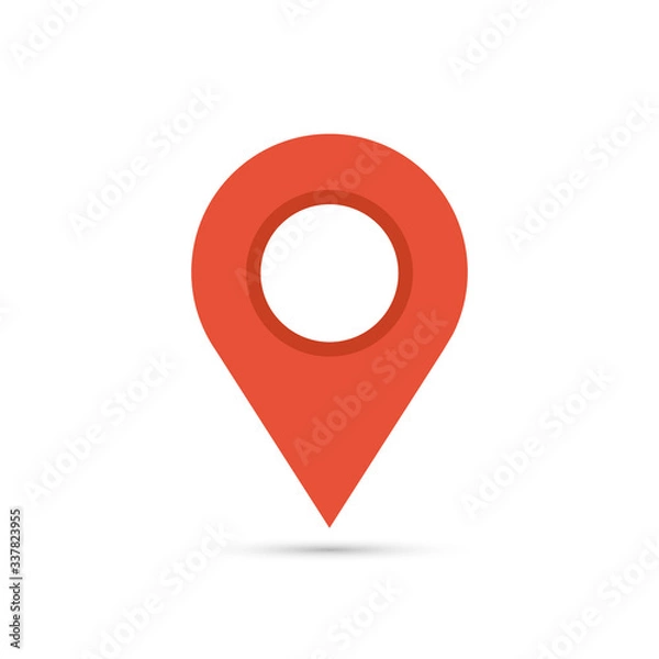Fototapeta Maps pin. Red location pin. Location map icon. Pin icon vector isolated on white background.