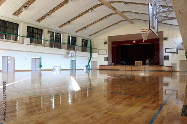 Obraz 休校中で誰もいない小学校（閉校後、公共施設として活用されている建物）