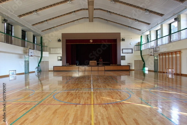 Obraz 休校中で誰もいない小学校（閉校後、公共施設として活用されている建物）