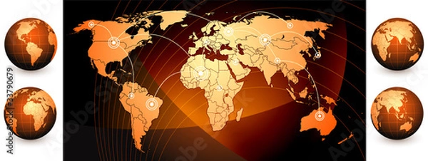 Obraz world map and globes