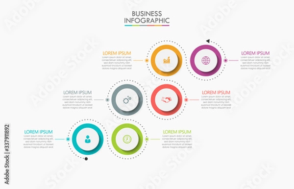 Fototapeta Business data visualization. timeline infographic icons designed for abstract background template milestone element modern diagram process technology digital marketing data presentation chart Vector
