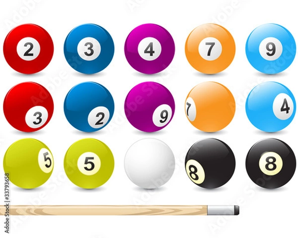 Obraz Billiards - pool balls in different sizes and perspective