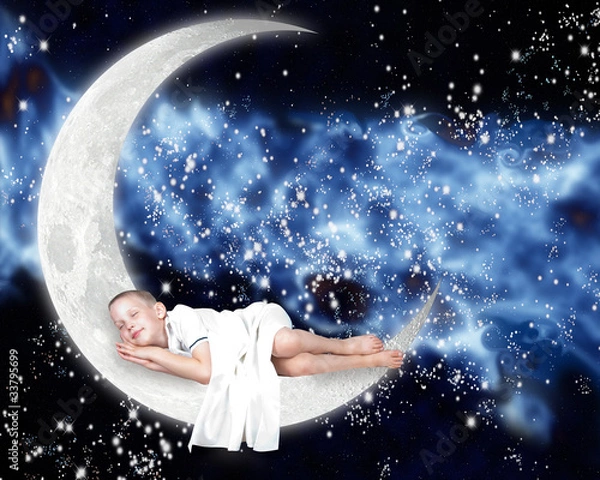 Obraz boy dreaming on the moon