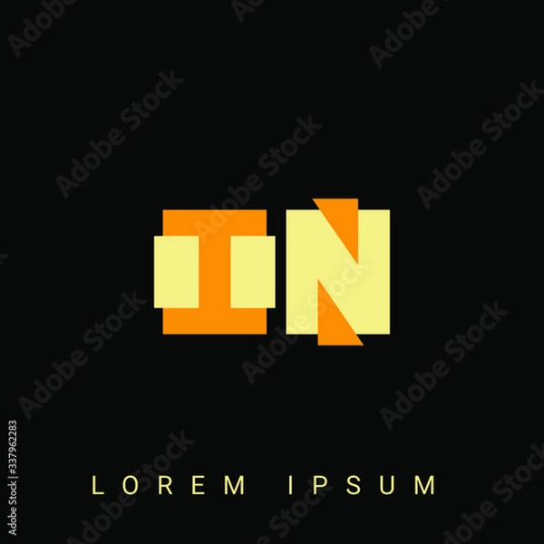 Fototapeta Modern creative shaped IN, NI, I, N logo. Initial Logo Designs Templete with Black Background. Vector Illustration