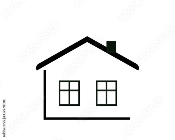 Obraz Flat black home (roof and window) icon Vector Illustration