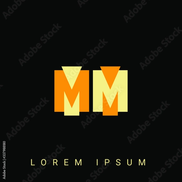 Obraz Modern creative shaped MM, MM, M, M logo. Initial Logo Designs Templete with Black Background. Vector Illustration
