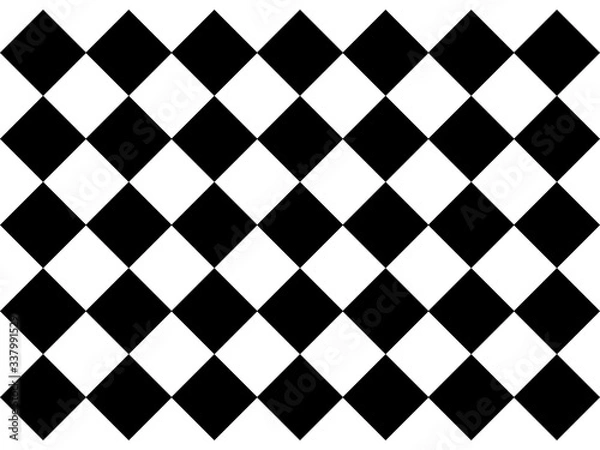 Fototapeta Black and white checkered floor tiles. Texture illustration 