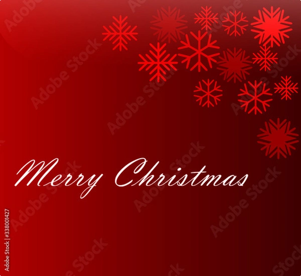 Fototapeta Merry christmas red color background vector image with snowflakes in background. Celebration symbol. Festival icon.