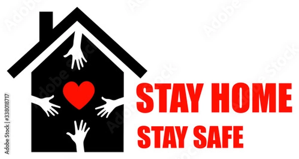 Obraz Stay at home social baner with house and heart inside