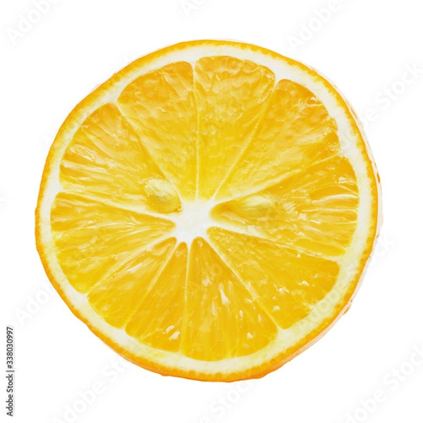 Fototapeta Cut lemon with pulp, close-up. Isolated on a white background