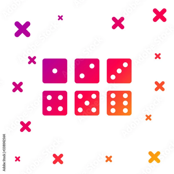 Obraz Color Set of six dices icon isolated on white background. Gradient random dynamic shapes. Vector Illustration