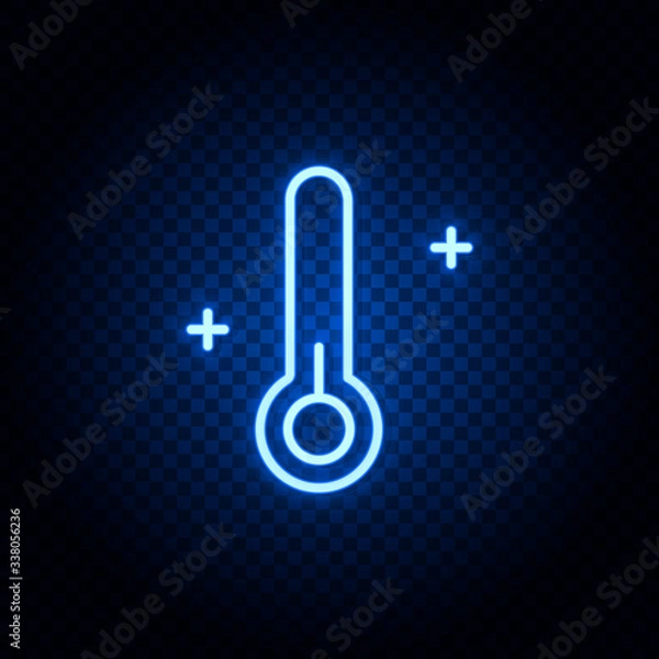 Fototapeta thermometer blue neon vector icon