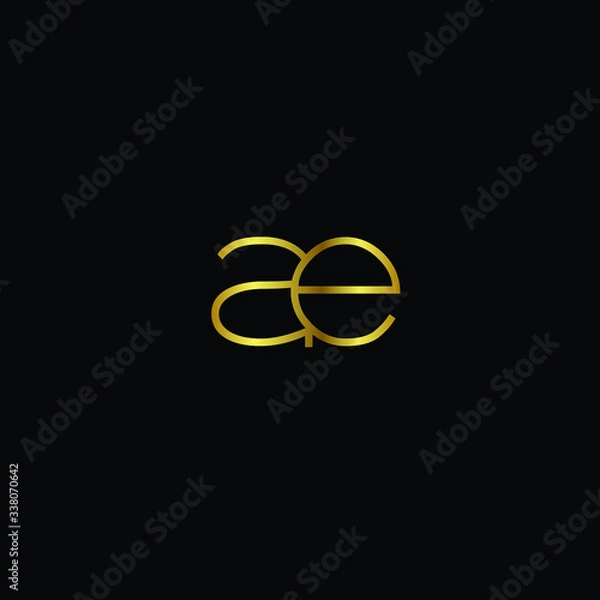 Fototapeta Creative Professional Trendy and Minimal Letter AE Logo Design in Black and Gold Color, Initial Based Alphabet Icon Logo in Editable Vector Format