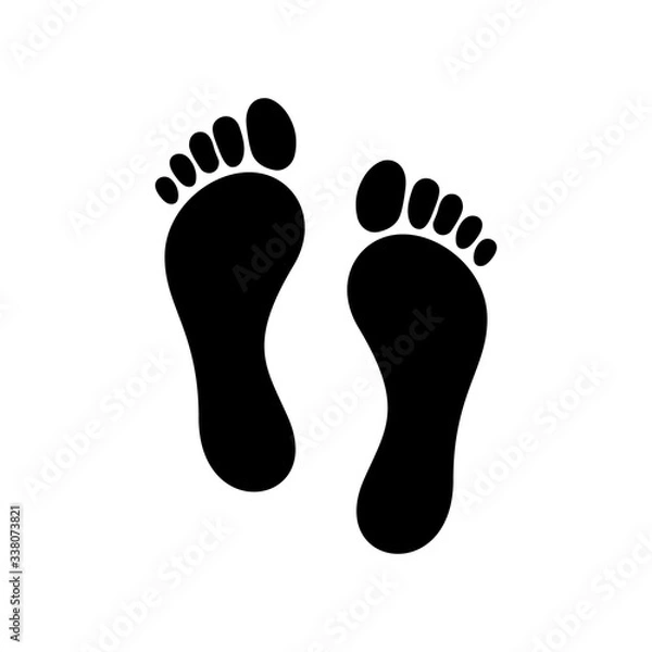 Fototapeta Foot print icon. Vector illustration bare foot symbol on white background.