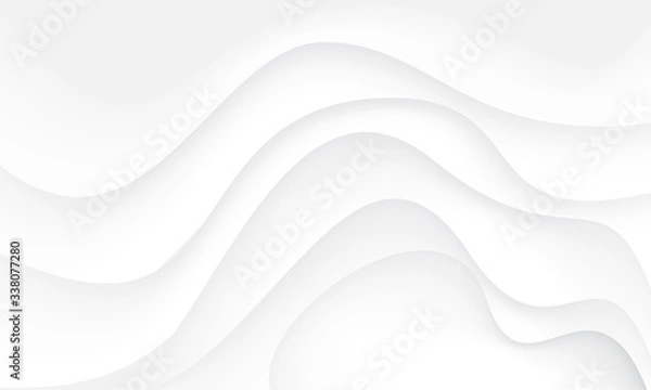 Fototapeta Abstract white paper cut wave curve overlap background texture vector illustration.