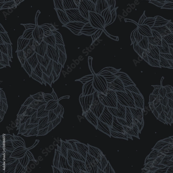 Fototapeta Seamless pattern with hops. Beer background.