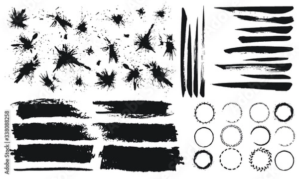Fototapeta Stylish grunge ink splits set. Design symbols Vector isolated