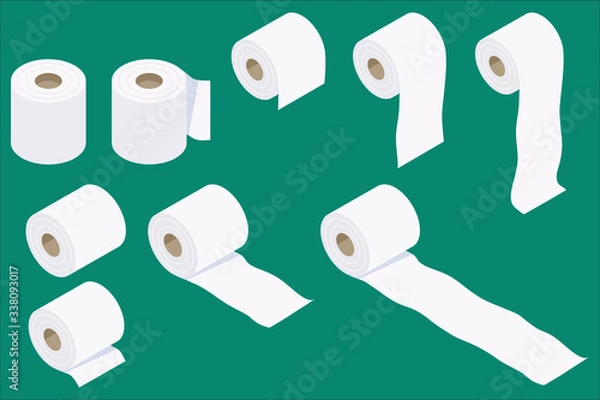 Obraz アイソメトリック　様々な　トイレットペーパー　ベクターイラストセット