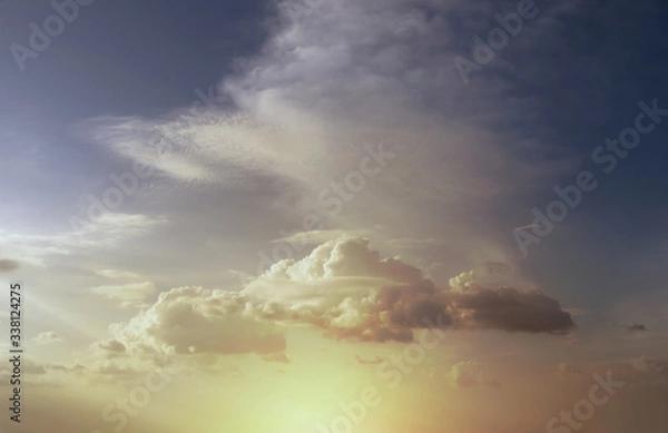 Fototapeta blue sky background with tiny clouds