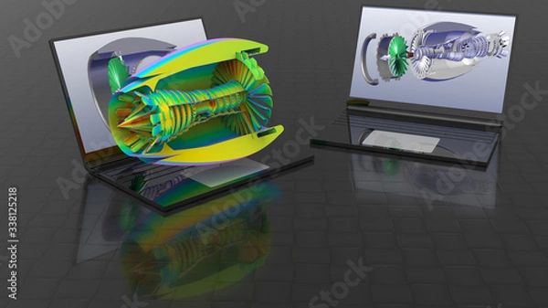 Obraz 3D rendering - finite element analysis of a plane engine