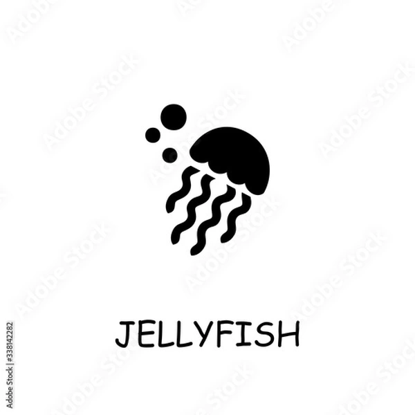 Fototapeta Jellyfish flat vector icon