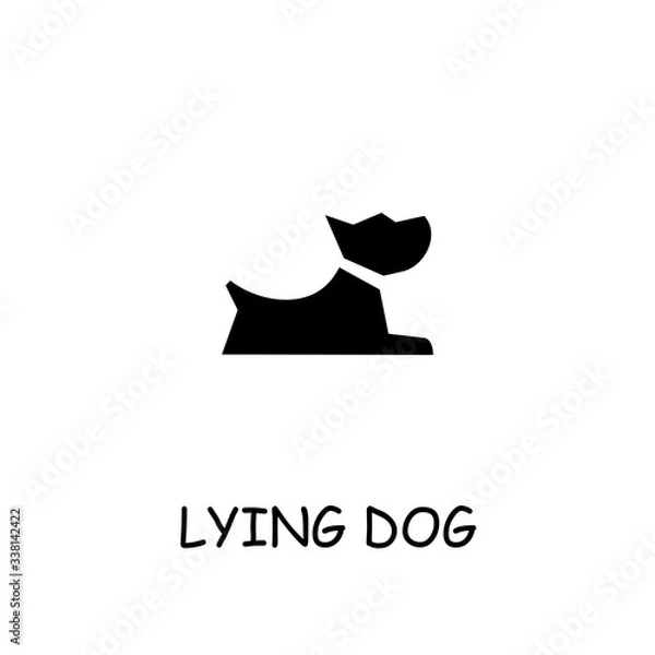Fototapeta Lying dog flat vector icon