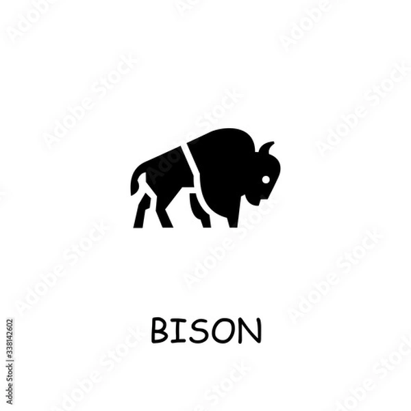 Fototapeta Bison flat vector icon