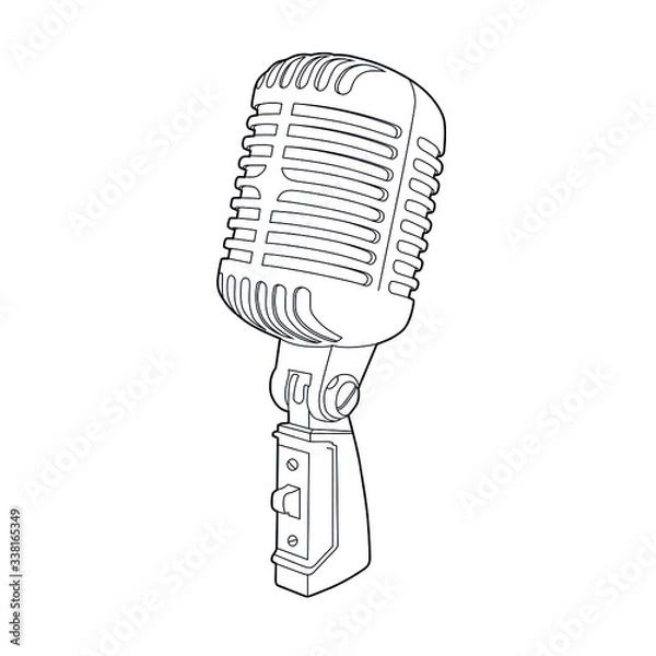 Obraz Black and white illustration of microphone