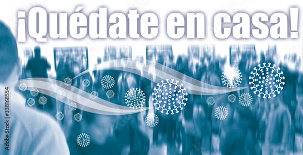 Obraz Quédate en casa azul