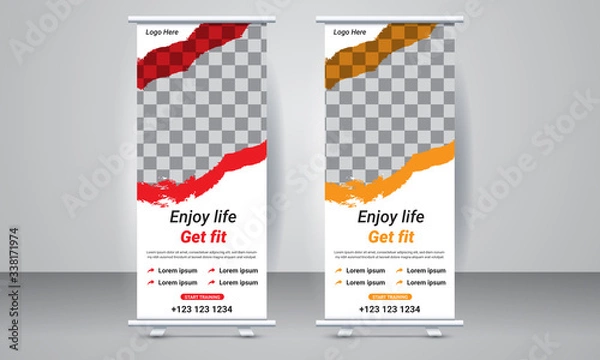 Fototapeta Fitness Roll Up Stand Banner Template design for social media promotion ads. Standee Design Template. Banner Template design. Gym Banner Template for web advertisement.