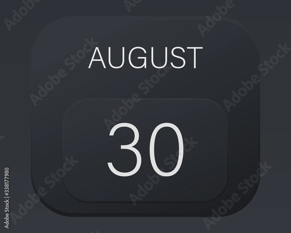 Obraz Design calendar 2021 year in trendy black style.Vector illustration symbol of a calendar. Stylish black gradient. Daily sign of the calendar for web site design, logo, app, UI/UX. Summer August
