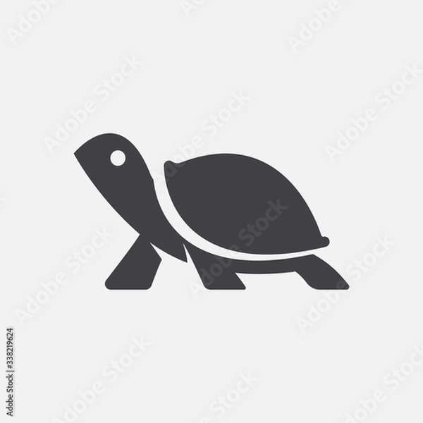 Obraz Żółw ikona płaski projekt graficzny, płaski znak żółwia, symbol żółwia, ilustracja logo