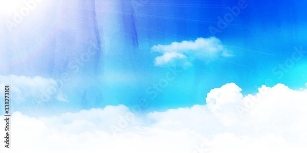 Fototapeta 空　水彩　和紙　背景
