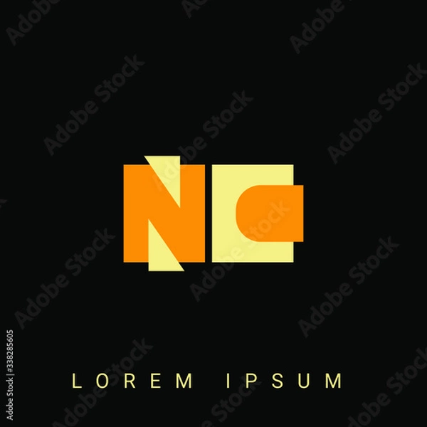 Fototapeta Modern creative shaped NC, CN, N, C logo. Initial Logo Designs Templete with Black Background. Vector Illustration