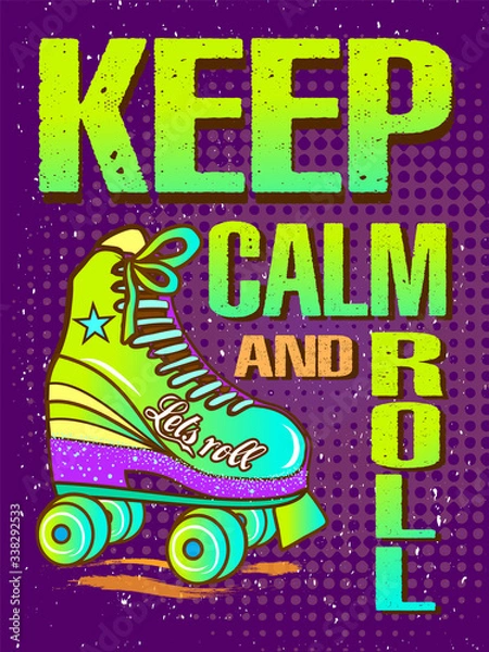 Fototapeta Keep calm and roll card. Decorative vector illustration