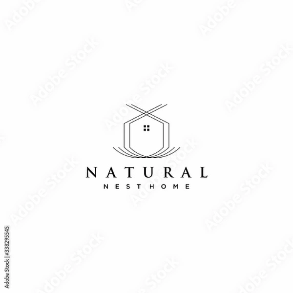 Obraz Creative line logo design of natural home or nest with clear background - EPS10 - Vector.