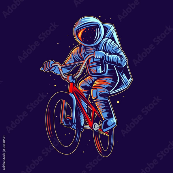 Obraz astronaut vector jumping with bmx bike vector illustration
