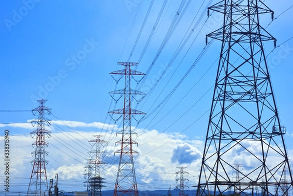 Obraz 送電網と青空 01