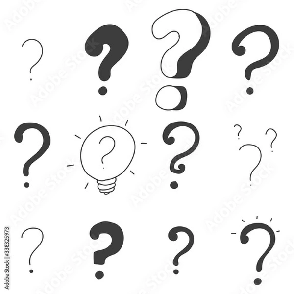 Obraz Question mark vector doodle set isolated on white background.