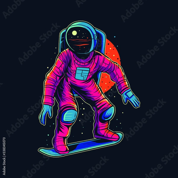 Obraz astronaut skating vector illustration design