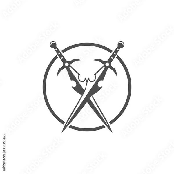 Fototapeta Sword weapon vector logo template illustration design