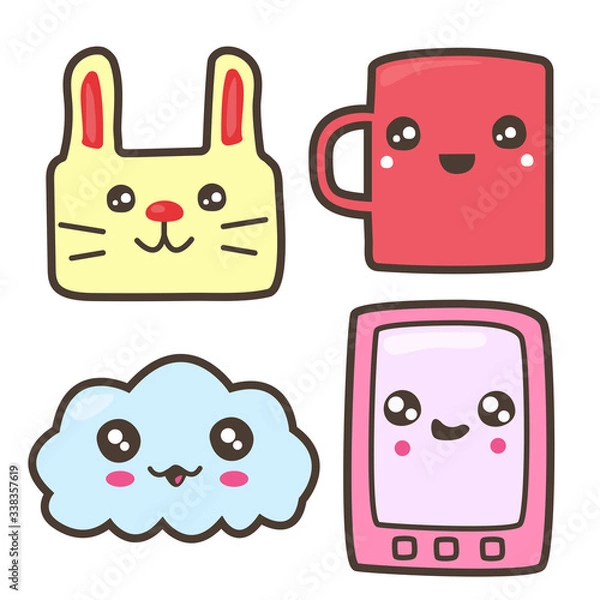 Fototapeta kawaii set